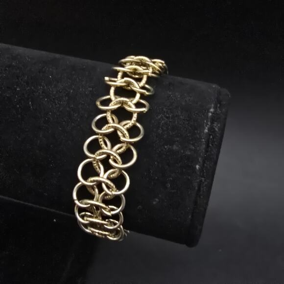 Vintage Goldette Gold Tone Circle Link Bracelet Costume Jewelry - Picture 5 of 8